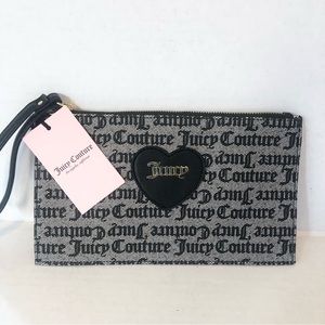 Juicy Couture Wristlet- (NWT) Black Heart Gray with Black Trim & Lettering